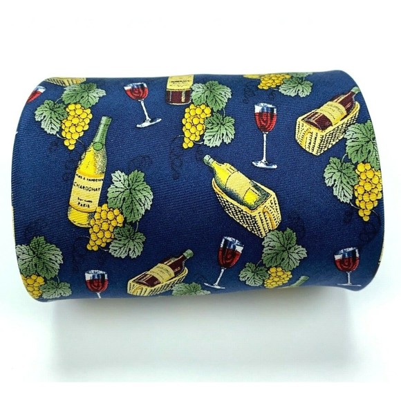 Utopia Men's Blue Tie Handmade Red Wine Chardonnay Grapes Novelty Necktie 58" - Picture 3 of 9